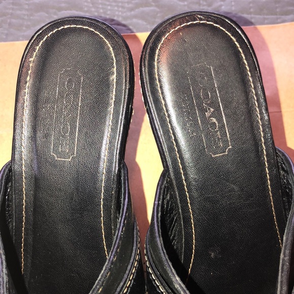 COACH- Vintage Embossed Black Leather Mules - Picture 6 of 6